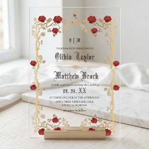 Golden Beast & the Beauty Fairytale Wedding Acrylic Invitations