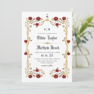 Golden Beast & the Beauty Fairytale Wedding  Invitation