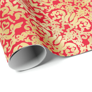 Golden beautiful baroque stylish elegant pattern wrapping paper