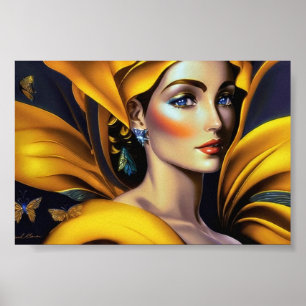 Golden Beauty and Fashion Model 1 - AI Art Poster