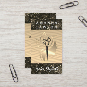 Golden Beauty Logo Glitter Glamour Business Card