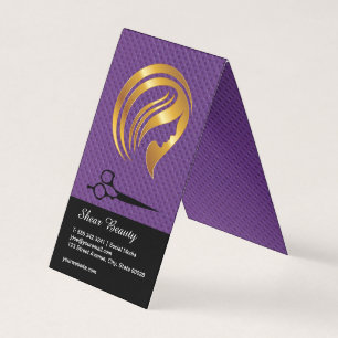 Golden Beauty Logo Salon Scissors Business Card