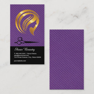 Golden Beauty Logo Salon Scissors Business Card
