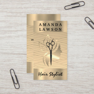 Golden Beauty Logo Weave Pattern Business Card
