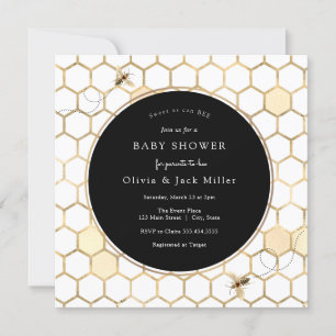 Golden Bee Baby Shower Invitation