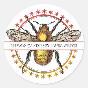 Golden Bee Beeswax Candles Handmade Product Label