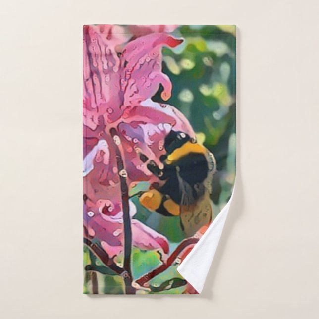Golden Bee in Blooming Garden Hand Towel (Hand Towel)