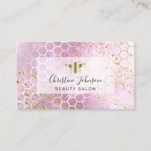 golden bee logo purple honeycomb business card