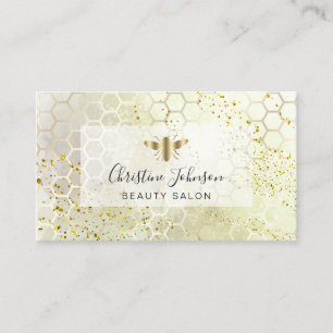 golden bee on FAUX glitter honeycomb Business Card