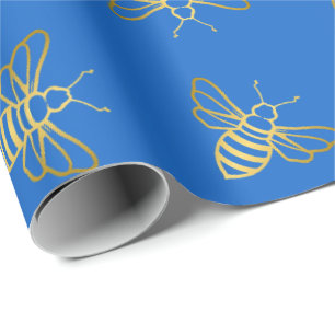 Golden Bee Pattern  Wrapping Paper