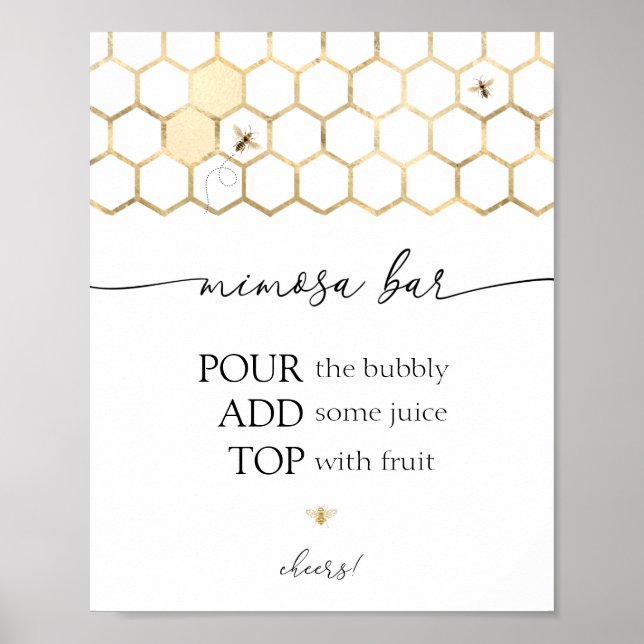 Golden Bee Shower Mimosa Bar Sign  (Front)