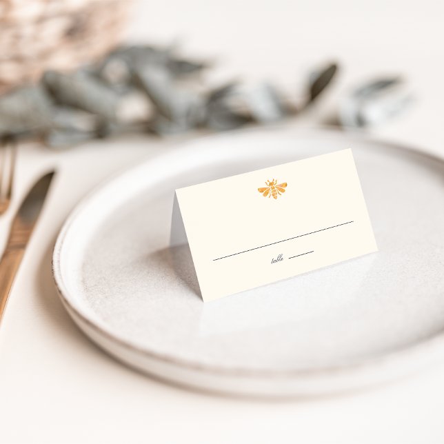 Golden Bee Watercolor Place Card (Creator Uploaded)