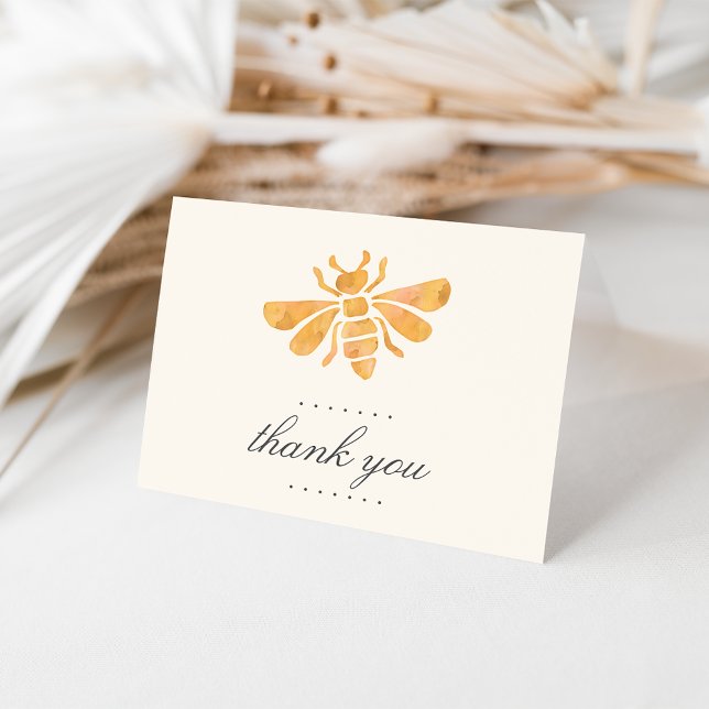 Golden Bee Watercolor Thank You Card (Creator Uploaded)