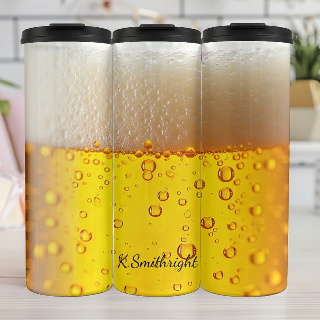 Golden Beer Close-up Foam Bubbles Thermal Tumbler (Creator Uploaded)