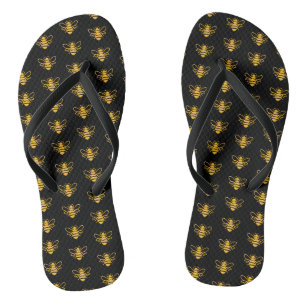 Golden Bee's on Black Thongs