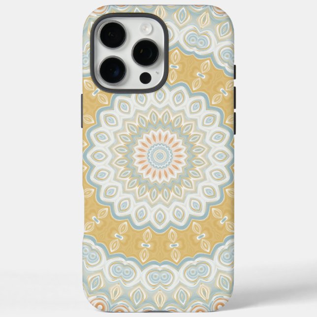 Golden Beige and Blue Mandala Pattern Design Case-Mate iPhone Case (Back)
