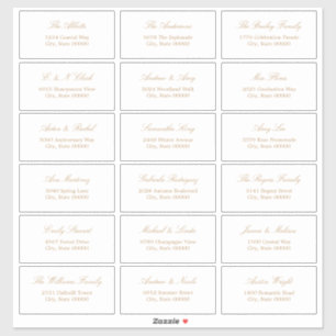 Golden Beige Script 18 Guest Address Labels