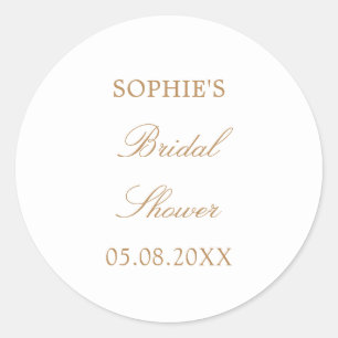 Golden Beige Script Bridal Shower Classic Round Sticker