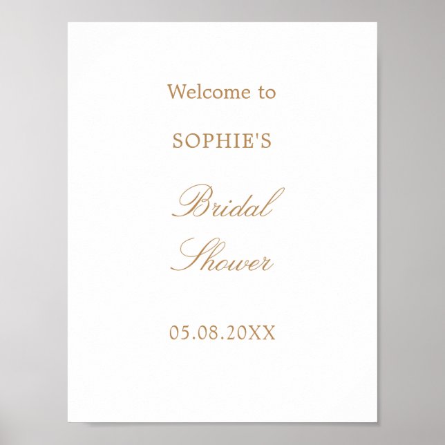 Golden Beige Script Bridal Shower Welcome Poster (Front)