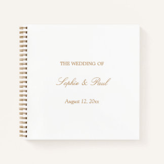 Golden Beige Script Wedding Guest Book