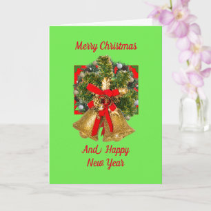 Golden Bells, 5" x 7" Folded Christmas Card