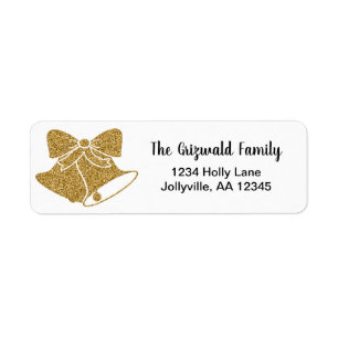 Golden Bells Christmas Holiday Address Return Address Label