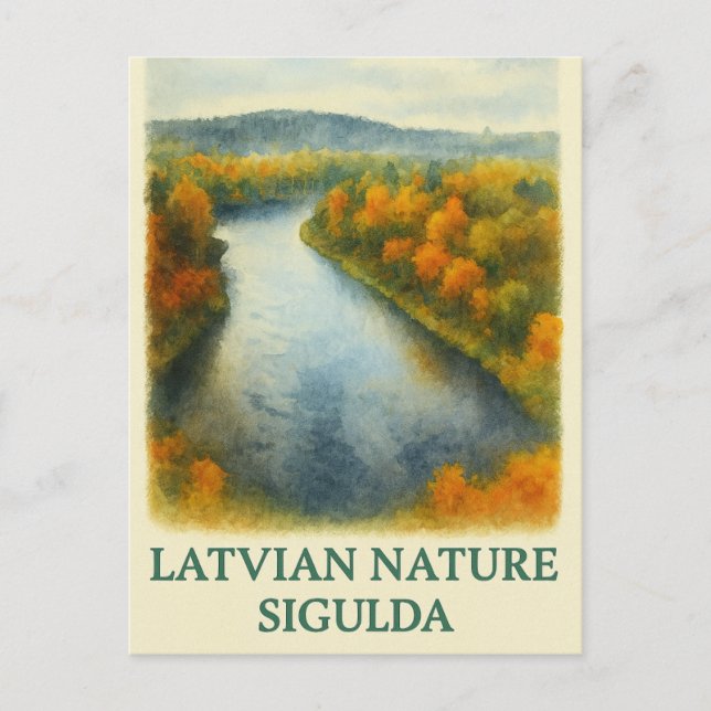 Golden Bend – Autumn in Sigulda Postcard (Front)