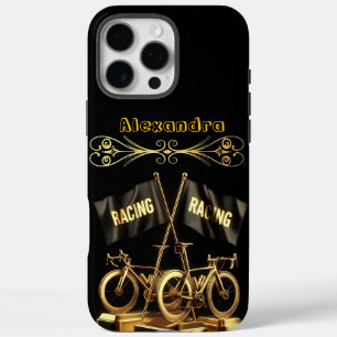 Golden bike flags in a bold display iPhone 16 pro max case