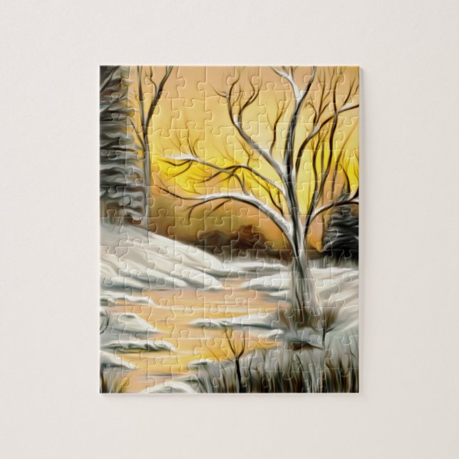 Golden Birch Winter Mirage Jigsaw Puzzle (Vertical)