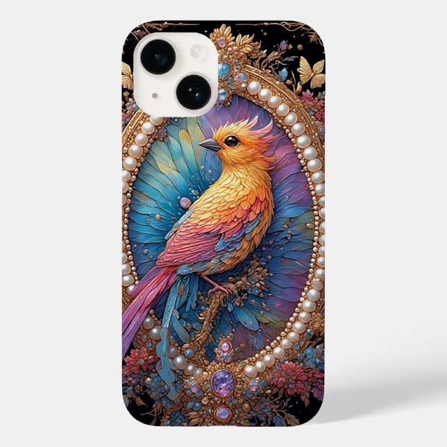 Golden Bird in Ornate Decorative Frame Case-Mate iPhone Case (Back)
