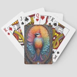 Golden Bird in Ornate Decorative Frame Playing Cards
