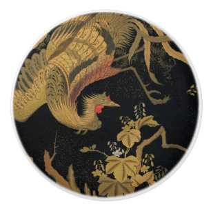 Golden Bird Japanese Classic Antique Ceramic Knob