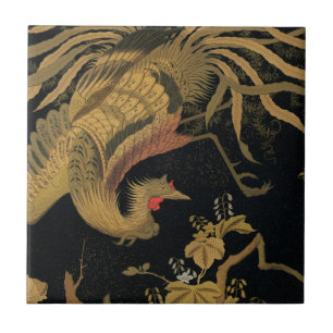 Golden Bird Japanese Classic Antique Ceramic Tile