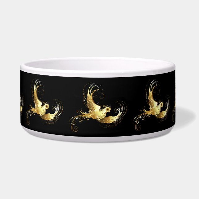 Golden Bird on Black Background (Front)