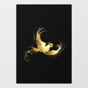 Golden Bird on Black Background