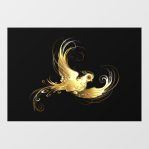 Golden Bird on Black Background