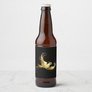 Golden Bird on Black Background Beer Bottle Label
