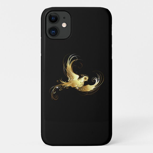 Golden Bird on Black Background Case-Mate iPhone Case (Back)