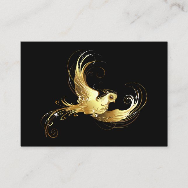 Golden Bird on Black Background Enclosure Card (Front)