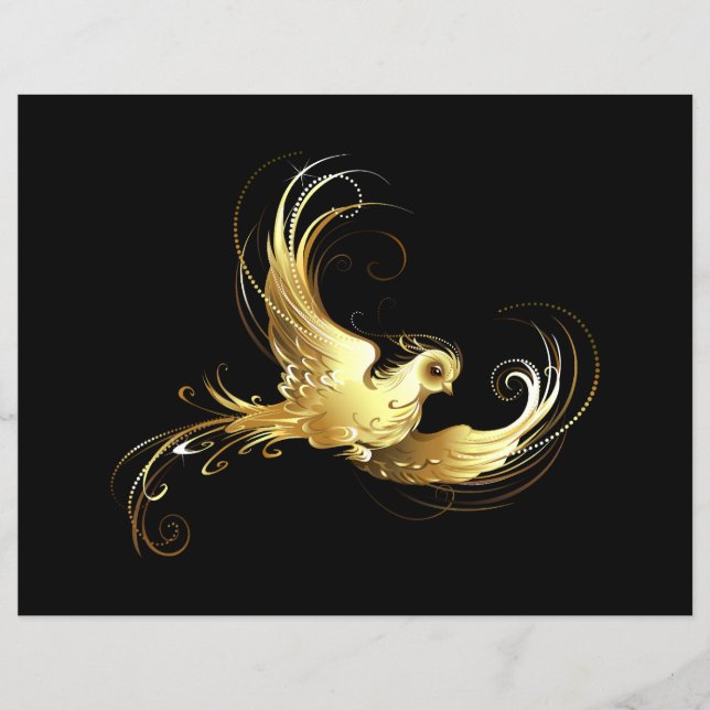 Golden Bird on Black Background Flyer (Front)