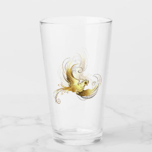 Golden Bird on Black Background Glass
