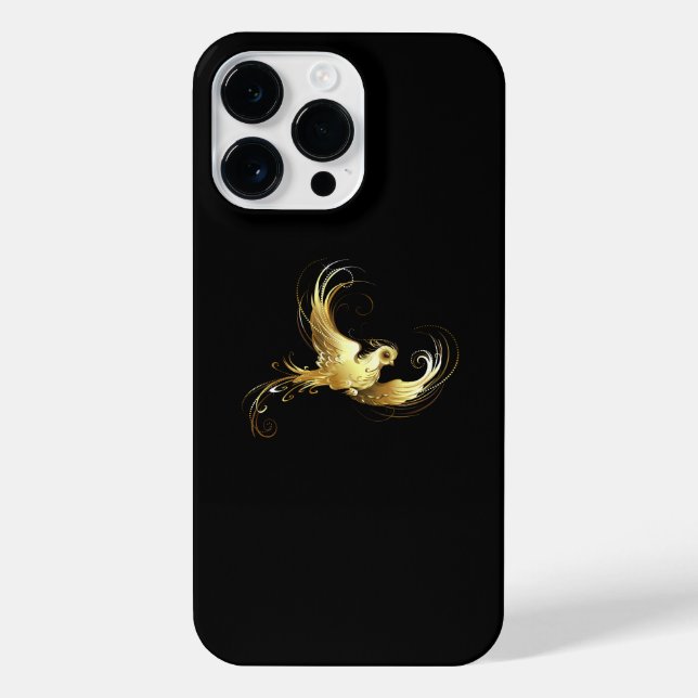 Golden Bird on Black Background iPhone Case (Back)