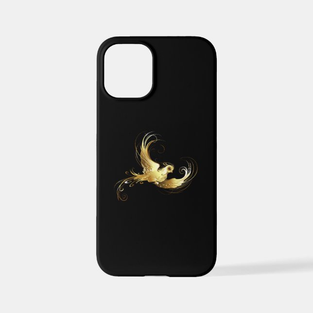 Golden Bird on Black Background iPhone Case (Back)
