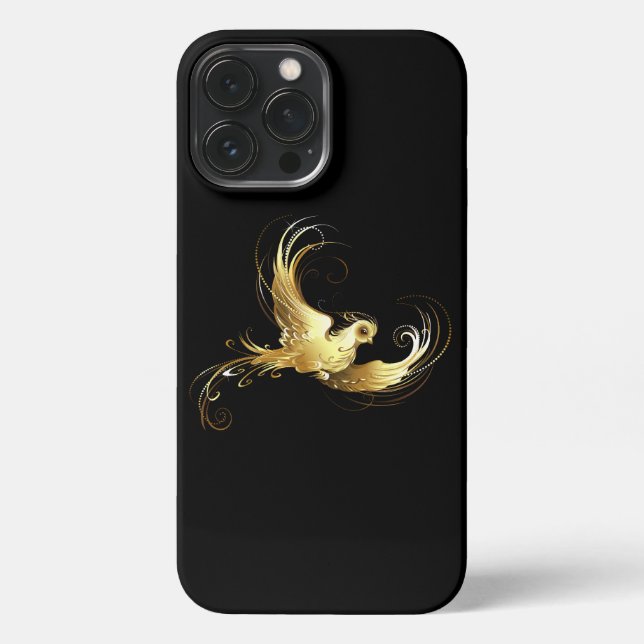 Golden Bird on Black Background iPhone Case (Back)