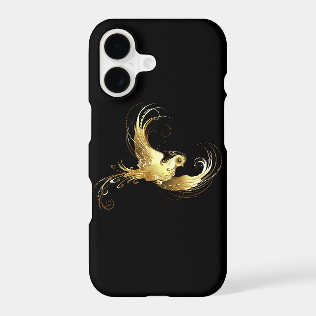 Golden Bird on Black Background iPhone Case (Back)