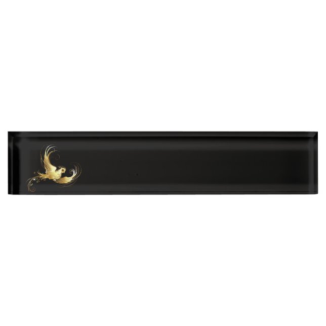 Golden Bird on Black Background Nameplate (Front)