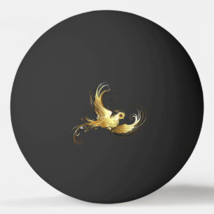 Golden Bird on Black Background Ping Pong Ball