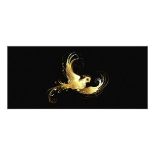 Golden Bird on Black Background Rack Card