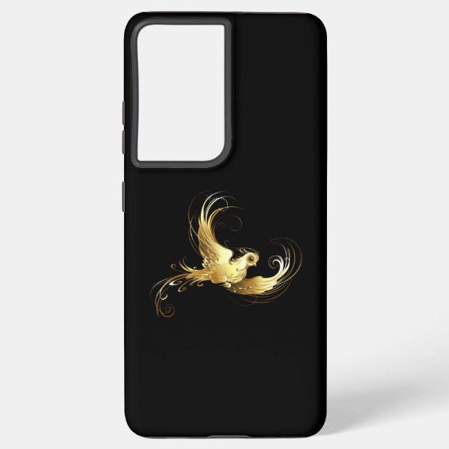 Golden Bird on Black Background Samsung Galaxy S21 Ultra Case (Back)