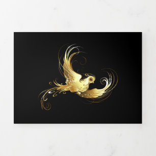 Golden Bird on Black Background Tri-Fold Programme